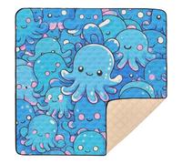 Cute Cartoon Blue Animal sea Soft Padded mat for Baby to Play on Floor for Indoor Outdoor Comfortable Foldable Padded Baby Mat for Babies Infants Toddlers, 50'' x 50''para juegos de