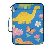 Cute Cartoon Blue Dinosaur Accordion Folder 7 Pockets A4 Letter Size with Zipper Closure for Paperwork Document File Folder Expanding organizador