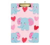 Cute Cartoon Blue Elephant Acrylic delivery clipboard Standard Letter A4 Size Plastic for Nursing Student Trade Quest Gold 12x9in Tablas para escribir