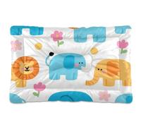 Cute Cartoon Blue Elephant and Lion Washable Pet Bed Mat Soft Comfortable Anti-Slip Bottom Pet Mat for Large Jumbo Medium Small Dogs 36" x 24"