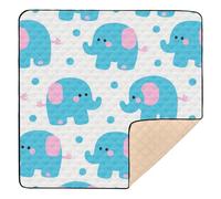 Cute Cartoon Blue Elephant Soft Foam Thick Play mat for Baby for Floor Waterproof Foldable Baby Play Tummy Time Mat for Babies Infants Toddlers, 50'' x 50''gimnasio de actividades para