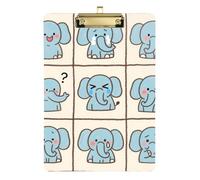 Cute Cartoon Blue Elephants A4 clipboard mini hardboard Transparent for First Year Teacher Must Haves Gold 9 x 12 in