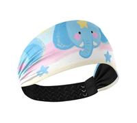 Cute Cartoon Blue Elephants no slip yoga headbands Stretchy wide head bands for women's hair for Athletic Sports tennis Workouts hiking bandas para el cabello de mujer