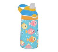 Cute Cartoon Blue Fish Sea Ocean Sports Water Bottles with Leak Proof Spout Lid Leak Proof Reusable Water Bottle for Bike Running Sports Travel Gym termos para agua