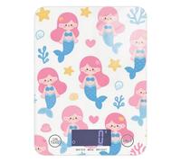 Cute Cartoon Blue Mermaid Easy Clean mini Scale for Food 11lb/0.18oz, 5kg/5g Kitchen Tour Scale with 4 Unit for Cooking Cooking Espresso (Batteries not Included)
