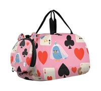 Cute Cartoon Blue Poker Bird Girl's Gym Duffel Bag with Shoes Compartment Lightweight Weekender Overnight Dance Bag for Travel, Sports, Duffel, Weekender