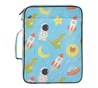 Cute Cartoon Blue rocketing Astronaut Dinosaur Organizer Expanding Folder 7 Pockets A4 Letter Size with Zipper Closure for Office Supplies File Holder carpeta de