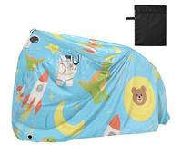 Cute Cartoon Blue ROCKETS Astronaut Dinosaur Waterproof Bike Covers Outdoor with Lock Holes Indoor Outdoor Storage Electric Bike Cover Fits for Most funda para moto