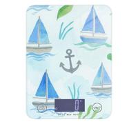 Cute Cartoon Blue Sailing Boat Portable Food Scale 11lb/0.18oz, 5kg/5g mini Digital Scale with 4 Unit for Weight Loss Cooking Meal Prep (Batteries not Included)