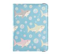 Cute Cartoon Blue Shark Leather passport holder for travel men for travel Vaccine Case Protector Cover Card Holder Passport Case for women Ultra Slim