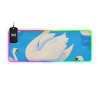 Cute Cartoon Blue Swan Wirel Charging Glowing Big Mouse pad for Desk Big Studio 35.4 x 15.7 in Mouse matt for Desk