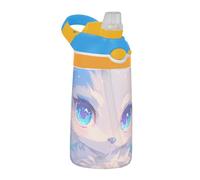 Cute Cartoon Blue White Wolf Baby Sports Water Bottles with Lid Handle Lightweight Water Cup for Bike Running Sports Travel Gym termo de agua