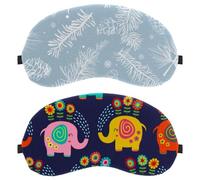 Cute Cartoon Boho Elephant Water Spray Sunflower 2-Pack Light-Blocking Soft Breathable Sleep Mask Eye Patch Eye Cover