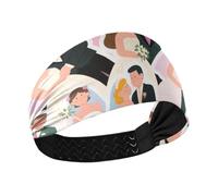 Cute Cartoon Bride Groom Moisture Wicking sweat bands headbands for women Stretchy sweaty bands for Workouts Running Athletic Sports bandas para el cabello de mujer