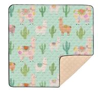 Cute Cartoon Brown Alpaca Large Non-Slip Baby Gym & Activity Mat for Floor Lightweight Foldable Baby Crawling Mat for Babies Infants Toddlers, 50'' x 50''tapete de gimnasio para