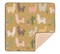 Cute Cartoon Brown Alpaca Soft Thick Thick Play mat for Baby for Floor 1-Piecing Foldable Playroom Activity Mat for Babies Infants Toddlers, 50'' x 50''alfombras para jugar Bebes