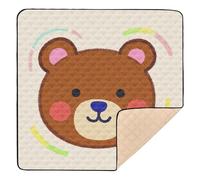 Cute Cartoon Brown Bear Soft Thick Thick Play mat for Baby for Floor Lightweight Foldable Travel Play Mat for Baby Kids Toddlers Infants, 50'' x 50''gimnasio para Bebes recien