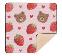 Cute Cartoon Brown Bear Strawberry Soft Padded Baby Play Mat for Indoor Outdoor Comfortable foldablummy Time Activity Mat for Babies Infants Toddlers, 50'' x 50''de actividades para