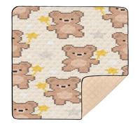 Cute Cartoon Brown Bears Soft Thick Baby Play mat Activity Gym for Floor One-Piecing Foldable Infant Play Mat for Baby Toddler Infant, 50'' x 50''