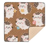 Cute Cartoon Brown Hedgehogs Large Sturdy Foldable Baby Play mat for Indoor Outdoor Washable Foldable Baby Tummy time Play mat for Baby Toddler Infant, 50'' x 50''con Musica para Bebes