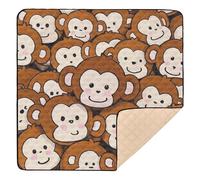 Cute Cartoon Brown Monkey Large Sturdy Baby Playmat for Floor Water Resistant Foldable Tummy Time Activity Mat for Baby Toddler Infant, 50'' x 50''para juegos de