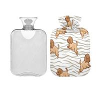 Cute Cartoon Brown Puppies Dogs Zebras Stripes hot-Water Bottle with Soft Cover 2L Water Bottle Bag for Neck Shoulder Warmer Sore Muscle compresas calientes para el vientre