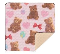Cute Cartoon Brown Teddy Bears Large Stylish Baby Play Mat for Floor Water Resistant Foldable Baby Kick Crawling Mat for Babies Infants Toddlers, 50'' x 50''tapete de gimnasio para