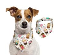 Cute Cartoon Bubble Tea Pattern Dog Bandana Adjustable Pet Triangle Bib Dog Scarf Kerchief Accessories For Dogs And Cats L