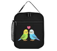 Cute Cartoon Budgie Couple Insulated Lunch Bag Reusable Cooler Lunchbox Tote Meal Container for Women Men