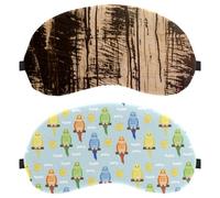 Cute Cartoon Budgie Pattern 2-Pack Light-Blocking Soft Breathable Blindfold Sleeping Masks