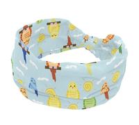 Cute Cartoon Budgie Pattern Women’s Headbands Elastic Wide Turban Headband Soft Head Bands Non Slip Hairband for Yoga Workout Sport Running