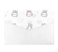 Cute Cartoon Bunny Folder, A4 Plastic Folders, Folder with Pockets, Back to School Supplies Document Wallet, Expanding Files A4 with Snap Button, Document Bag for School Office Home Travel
