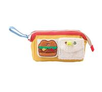 Cute Cartoon Burger Pattern Pen Bag Japanese Personalized Embroidery Student Stationery Storage Bag - Yellow Burger Pen Bag