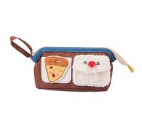 Cute Cartoon Burger Pattern Pen Bag Japanese Personalized Embroidery Student Stationery Storage Bag - Brown Burger Pen Bag