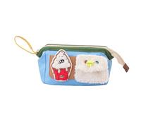Cute Cartoon Burger Pattern Pen Bag Japanese Personalized Embroidery Student Stationery Storage Bag - Sky Blue Burger Pen Bag