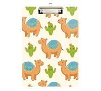 Cute Cartoon Camel Cactus Beige Acrylic Clipboard Cute Clip Board Paperboard Chic Design Clipboards, A4 Letter Size 12.5 x 9 Inches Silver Clip