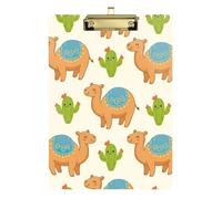 Cute Cartoon Camel Cactus Beige Acrylic Clipboard Portable Clipboard A4 Standard Size Clipboards Hardboard, 12.5 x 9 Inches Gold Clip