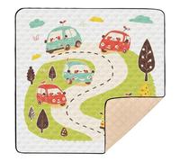 Cute Cartoon Cars Hand-Drawn Doodle Style Soft Padded Baby Floor Play mat for Indoor Outdoor One-Piece Foldable Tummy Time Mat for Babies Infants Toddlers, 50'' x 50''tapete para juegos de