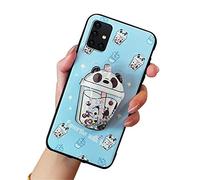 Cute Cartoon Case Compatible with Samsung Galaxy S21 Cases Slim Silicone Fit Protective Phone Cover with 3D Liquid Glitter Clear Kickstand Shockproof Bumper Cover Shell for Galaxy S21(Panda)