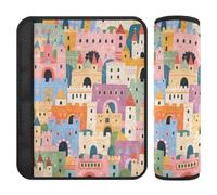 Cute Cartoon Castle Color Car seat Strap Covers,More Comfort Driving,Shoulder pad for SUV Airplane Most Cars accesorios para carro 2 Pack