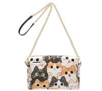 Cute Cartoon Cat Happy Fashion Woman Handbag Shoulder Strap Vegan Leather Woman Cross Body Purse Waterproof Shoulder Handbag For Travel