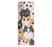 Cute Cartoon Cat Happy yoga and pilates mat for gym printed, non slip, yoga matt towel with bags tapete para ejercicio 71x26 inches