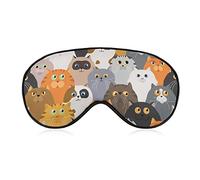 Cute Cartoon Cat Heads Sleep Mask Animals Blindfold for Sleeping Elastic Blackout Eye Mask Cover for Full Night's Sleep Travel and Nap