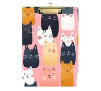 Cute Cartoon Cat Illustration Acrylic clipboard Occupational Therapy Standard Letter A4 Size Acrylic Cute for Classroom Supplies for Teachers high School Gold 12x9in Tablas para escribir