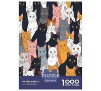 Cute Cartoon Cat Jigsaw Puzzles Puzzle for Adults Kids. 1000 Pieces Animal Whimsical Challenge Toy Educational Games Home Decoration for Educational Games Gifts 70x50cm/1000pcs