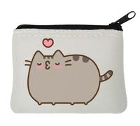Cute Cartoon Cat Love Heart Kiss Neoprene Coin Purse Pouch 12x9cm White