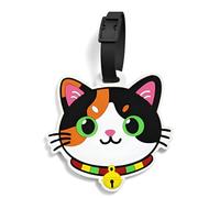 Cute Cartoon Cat Luggage Tags for Suitcases - Silicone ID Travel Bag Tags for Adults & Teens, Durable 3D Animal Luggage Identifier for Travel Accessories, Lucky Calico Cat