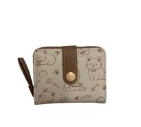? Cute Cartoon Cat Pattern Zipper Coin Purse, Mini Change Wallet Credit Card Holder, Key Card Keychain Pouch Money Organizers(Khaki)