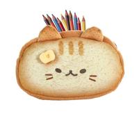 Cute Cartoon Cat Pencil Case | PP Cotton + Short Plush, 19x13cm | Siamese & Tabby Toast Plush Coin Purse | Makeup Bag & Pen Storage Pouch for Gift