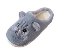 Cute Cartoon Cat Slippers for Women - Warm and Cozy Home Footwear for Fall and Winter Season (Grey, 39)